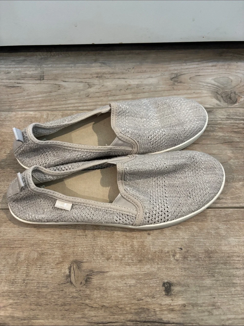 Sanuk Women's Slip-On Knit Sneakers - Light Beige - Picture 2 of 8